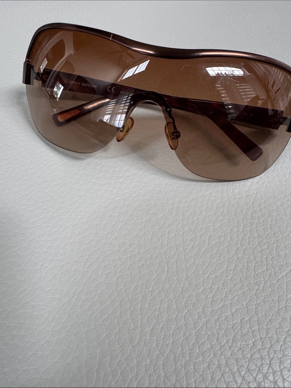 Tory Burch Brown Gradient Shield Sunglasses
